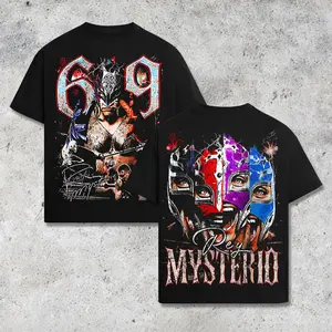 [WWE] La Lagartija Verde Rey Mysterio 619 WWE Premium Graphic Wrestling T Shirt 100% Cotton Streetwear Tee, Vintage Lucha Mask Shirt, WWE Fan Apparel Gift, Wrestling Merch for WWE, WWE Event Outfit