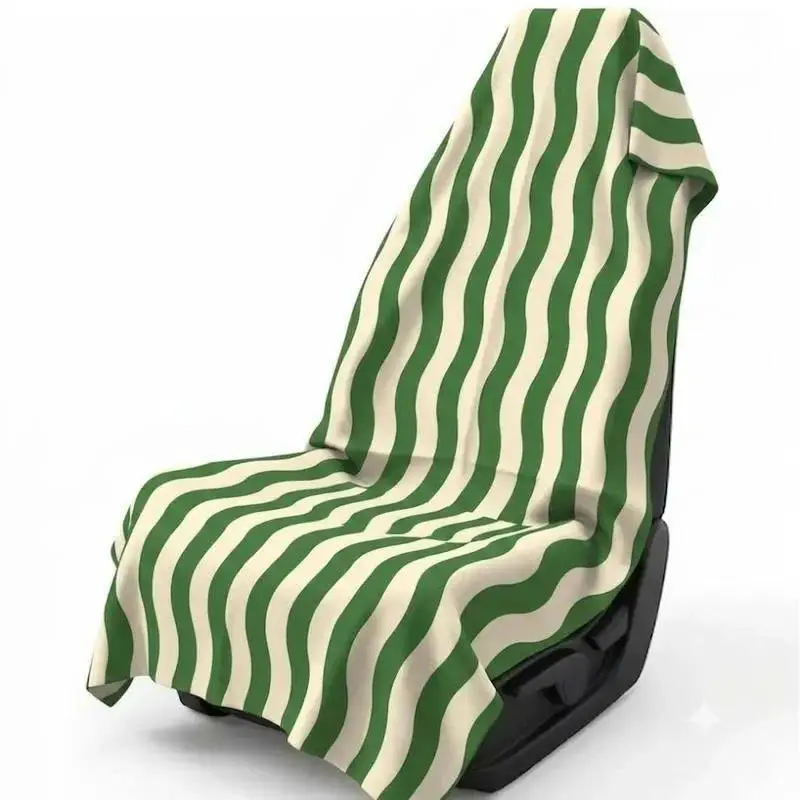 Retro Chocolate Checkerboard Wave Car Seat Cover, Aesthetic Warm Tone Vehicle Interior Towel Protector for Gym & Beach"