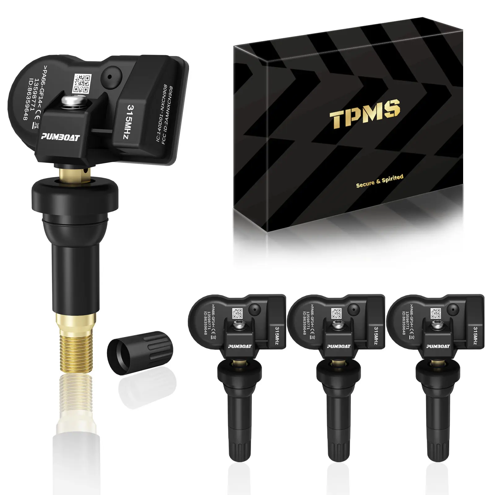 PUMBOAT TPMS GM Pre-Programmed Compatible with Chevrolet Traverse 09-16|Suburban 07-20|Impala 05-20|Malibu 08-16|Colorado 15-22|Camaro 09-15|Trax 13-24|Express1500 08-25/OE#13598771(Set of 4) 315MHz