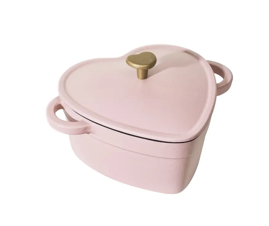 Drew Barrymore 2QT Cast Iron Heart Dutch Oven, Pink Champagne - Cookware & Pots Stainless Steel Stainless Steel