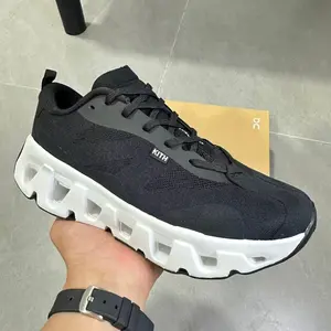 Streetwear Collab Sneakers - Monochrome Mesh & Suede with Bold Hollow Sole