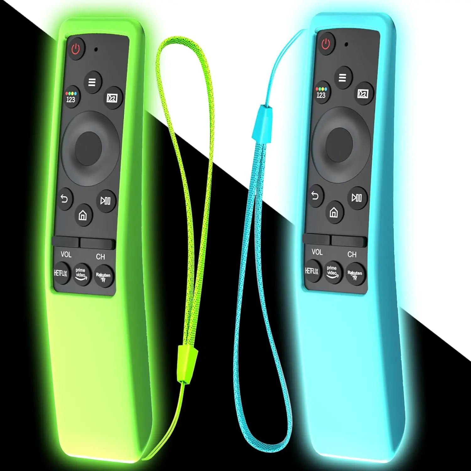 2Pack Remote Case Cover for   TV Remote | BN59 Series Curved Controller Universal   Cover Sleeve Glow in The Dark Green Blue