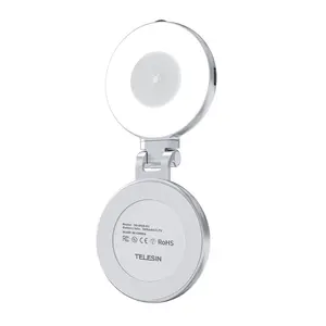 TELESIN Magnetic Fill Light Mini Sselfie Ring Fill Light 3 Modes with Mirror Light Universal for Smartphone Iphone Android