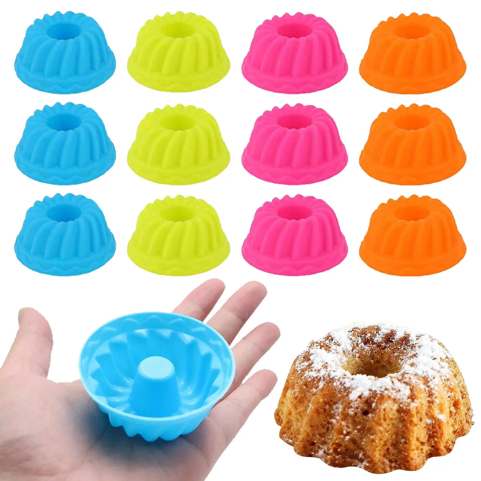 24pcs/12pcs Macaron Color Mini Baking Molds, Silicone Cupcake Molds, Molds For Baking, Reusable High Temperature Resistant, Dishwasher Safe, Kitchen Utensils, Baking Tools, Bakeware, Silicone Bakeware Set