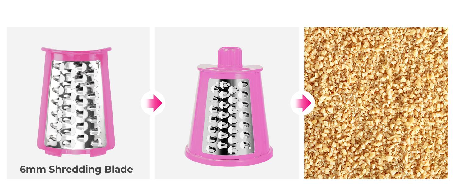 SUSTEAS Rotating Food Grater Chopper with Handle, with 5 Well-Designed Blades and Strong Suction Cup Base, Comes with 1 Blade Storage Box Vegetable Cutting Slicer Vegetable Slicer Dicer Kitchen Utensils Vegetable Fruit Cutter