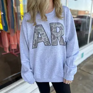 AR Arkansas Old School Camo Oversized Print Crewneck Sweatshirt