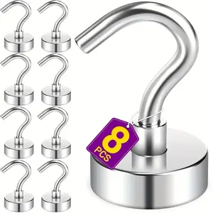 8PCS Heavy-Duty Magnetic Hooks, U Shaped Hook, Sturdy And Durable, No Drilling Required. Ideal For RVs, Cruise Ships, And Other Storage Needs. Suitable For Hanging In Kitchens, Workplaces, Offices, And Garages For Wall Organization.