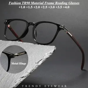 Stylish Ultra-Light TR90 Material Reading Glasses Designed for Both Men And Women, Featuring a Minimalist High-Definition Square Frame Presbyopia, with Magnification Options Ranging from +1.0 to +4.0, Trendy Metal Hinges