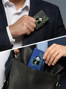 Unisex RFID Blocking Metal Card Holder, Side Open Design, Ultra-Thin Matte Card Case, Safe Storage, Fashion Accessory, Cute Panda Style
