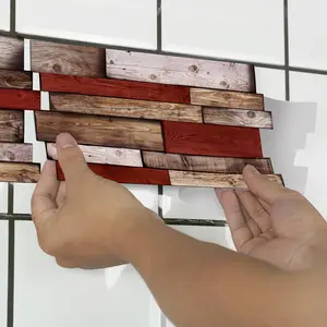 Wood Grain Pattern Self-adhesive Wall Sticker, Waterproof & Oil-proof Wall Decal, Decorative Wall Sticker for Home Kitchen Bathroom