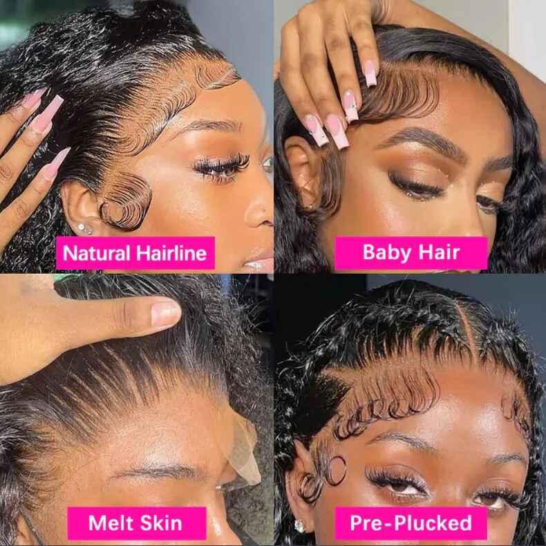 [Drawstring Wigs]13x6 Drawstring Wigs Human Hair Deep Wave Wigs Brazilian Wave 13x4 Curly Wigs Human Hair For Women PrePlucked 180% Density Nature Black Color Vacation Hair