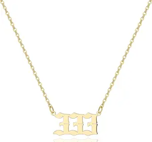 Angel Number Necklace for Women, 18K Gold Plated 000 111 222 333 444 555 666 777 888 999 Necklace Numerology Jewelry