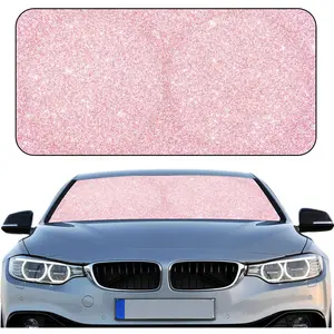 Windshield Sun Shade Foldable  Front Window Covers for  Accessories Sun Heat UV Rays Visor Protector Protection for Universal  SUV (Pink Sequins)