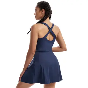 Women Athletic Dress -2 Pieces Flowy Cute Sweat Short Pants Spandex Underneath dress for Biker Gym Running in Summer