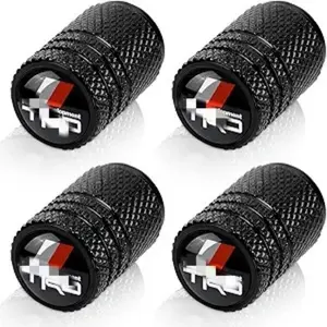 4pcs Tire Valve Stem Caps, Compatible with Toyota TRD Sequoia Tundra Tacoma 4Runner Trucks Series Stem Cap Universal Car Air Cover Car Accessories for Cars, SUV, Truck, Motorcycles Black