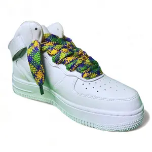 Mardi Gras Fat Plaid 7/8" Shoelaces Footwear Comfort Flat