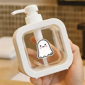 Cute Cartoon Ghost Pump Dispenser - Plastic Refillable Hand Soap Dispenser for Bathroom and Kitchen, Perfect for Storing Hand Sanitizer, Cleaning Solutions, Adorable Ghost Decor for Home