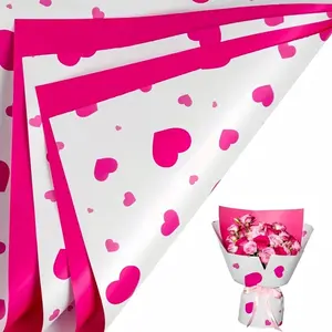 20pcs Heart Expression Heart Pattern Thick Waterproof Fabric Packaging Paper, Rose Flower Shop Bouquet Gift Decoration Material, Birthday Valentine's Day Wedding Party, Gift Wrapping Supplies