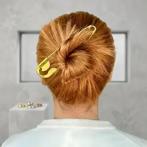 Mega Oversized Safety Pin Hair Clip for Women - Trendy Y2K Punk Style Metal Hairpin - Large Aesthetic Styling Pin for Thick Hair and All Hair Types