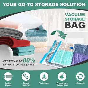20 Pack Vacuum Storage Bags with Hand Pump – Space Saver Compression Bags for Clothes, Comforters, Blankets & Bedding, Airtight Vacuum Seal Storage Bags, 4 Jumbo, 4 Large, 4 Medium & 8 Small