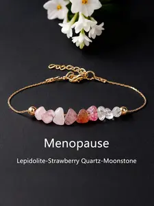 Fashion Irregular Stone Beaded Bracelet, Lithium Mica Strawberry Crystal Moonstone, Hormone Balance, Menopause Support Jewelry, Healing Crystal Bracelet