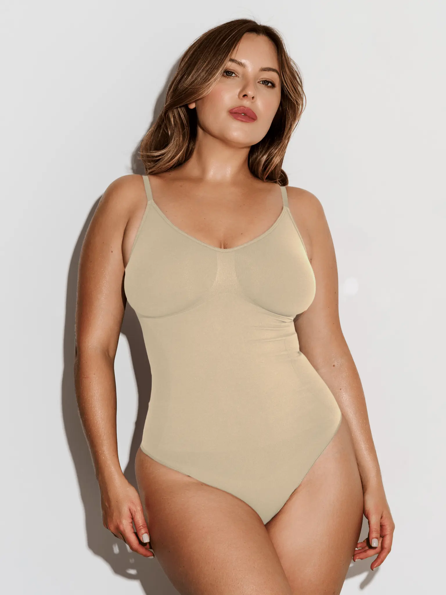 SoftSculpt Seamless Shaping Bodysuit - Cream Second-Skin Thong Back Shaper
