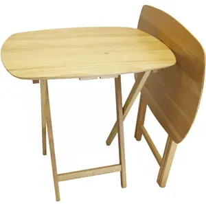 Oversized Hardwood Folding TV Tray Tables for Eating, 25.5 Inches, Natural, Set of 2 Portable solid wood folding table dining table home simple small table for eating stall square table round table rental study table