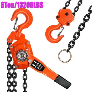 6Ton/13200LBS Capacity 10FT Manual Lever Chain Hoist with 2 Hooks Manual Ratchet Chain Puller Hoist Heavy Duty G80 Chain Come Along Winch Ratchet Hoist for Warehouses, Etc (6Ton/10FT)