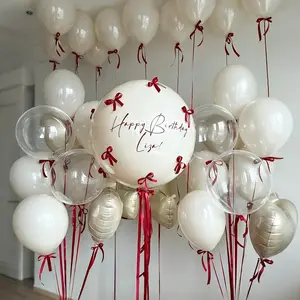 37pcs Latex Balloons Satin Bow Set with Ribbon, Balloon Decorations Kit, Perfect for Birthday, Wedding, Mother's Day, Shower Decorations, Party Supplies