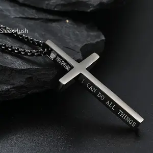 SleekHush Men's Stainless Steel Cross Necklace Minimalist Fashion Jewelry Hypoallergenic Unisex Design Perfect for All Occasions Birthday Gift