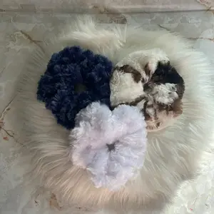 Handmade Fluffy scrunchies, fluffy faux fur fabric elastic hair ties