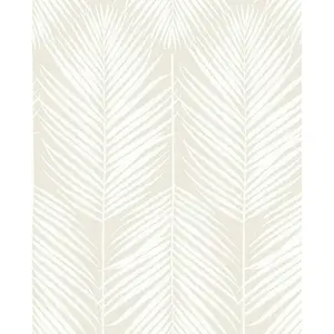 NextWall Palm Silhouette Peel and Stick Wallpaper Light Beige: Vinyl, Self-Adhesive, Botanical Leaf Pattern, 30.75 Sq Ft Coverage