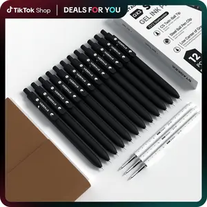 【Buy 3 Get 1】 STAGEEK Black Gel Pens, 5/6/12 Pack Fine Point Smooth Writing Pens with 3 Extra Refills, 0.7mm/0.5mm Quick Dry Black Ink Pens for Journaling, Office, Note Taking, School Supplies, Nurse Aesthetic(Black Gray White & Morandi)