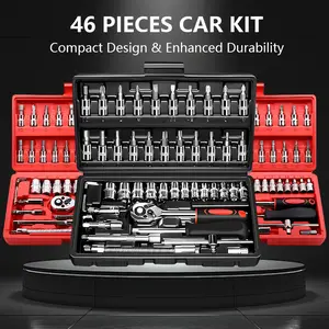 46pcs 1/4“ Drive Socket Wrench Set, CR-V Metric 4-14mm, Quick-Release Ratchet, Screwdriver Bit Kit, Extension Bar – Auto Repair, Bicycle, Home DIY, Hard Case, Gift for Dad