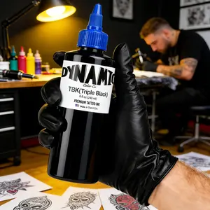 Professional High Pigment TBK Triple Black Tattoo Ink 8oz (240ml) for Large Tattoos & Creative Body Art Sterilized Hypoallergenic Long Lasting Color Retention - Makeup, Cosmetic