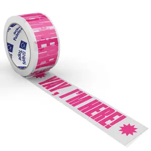 Fun Decorative Packing Tape for Small Business - Cute Designer Printed Packaging and Shipping Tape - 1.88" x 110 Yards (330 feet) - Yay, I'm Here! Clear Hot Pink,