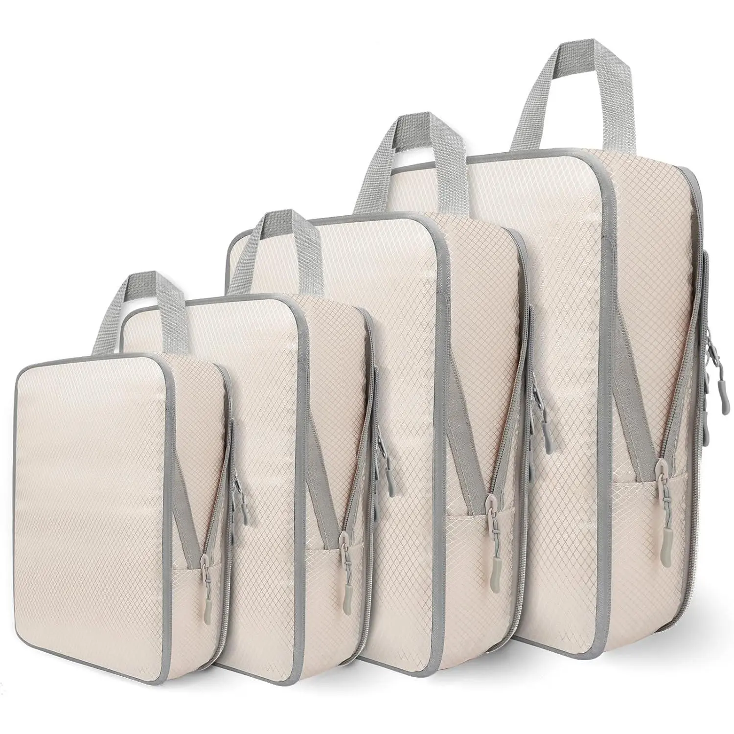 4 Set Compression Packing Cubes for Travel, Suitcase Organizer Bags Set for Luggage, Road Trip Travel Accessories in 4 Sizes (, Large, Medium, Small),