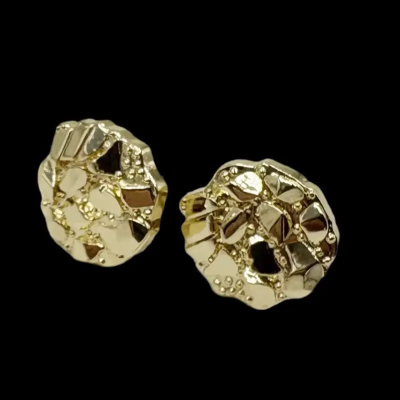 14k 12mm GOLD PLATED NUGGET EARRINGS 14k 12mm GOLD PLATED NUGGET EARRINGS