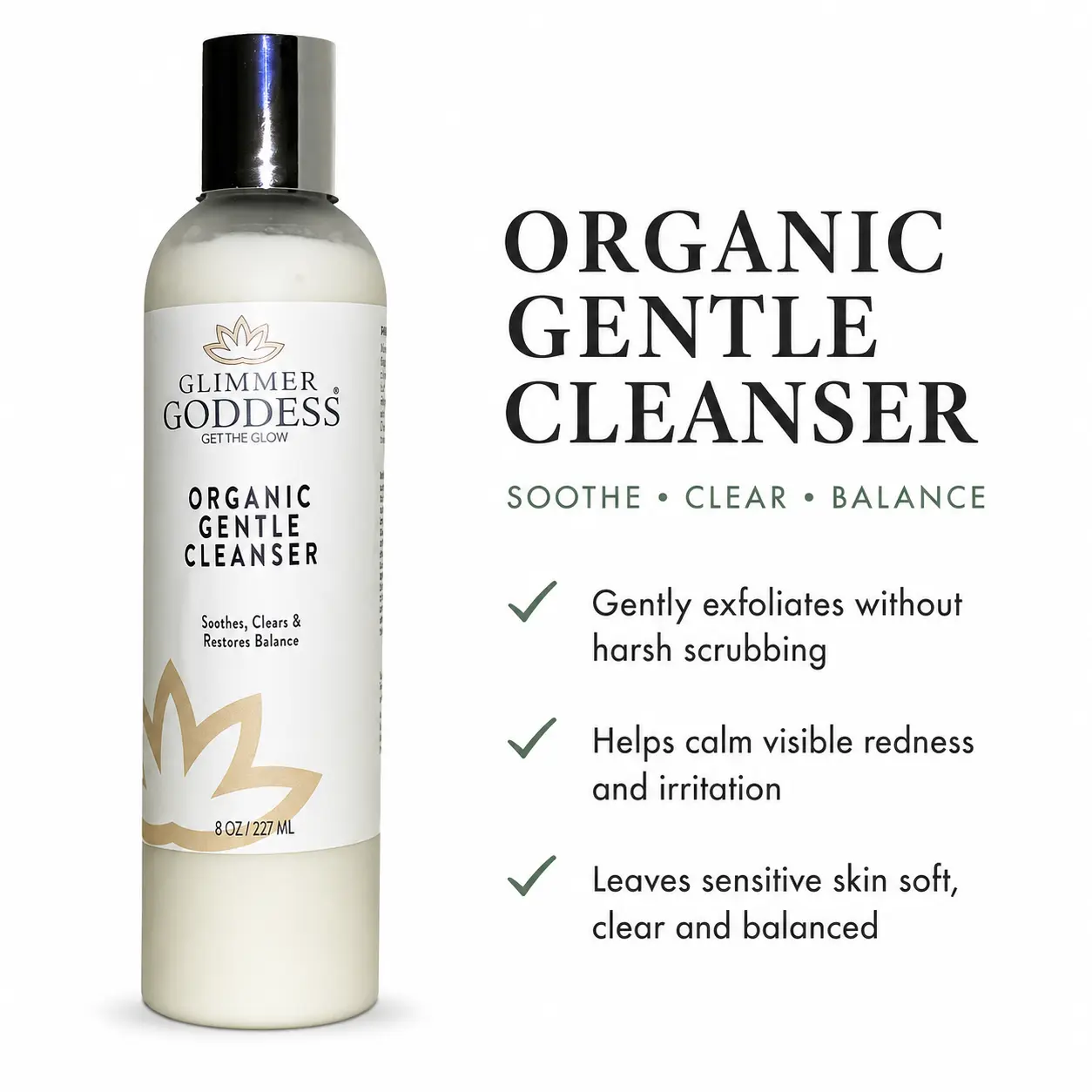 Organic Sensitive Skin Cleanser – Gentle AHA Face Wash