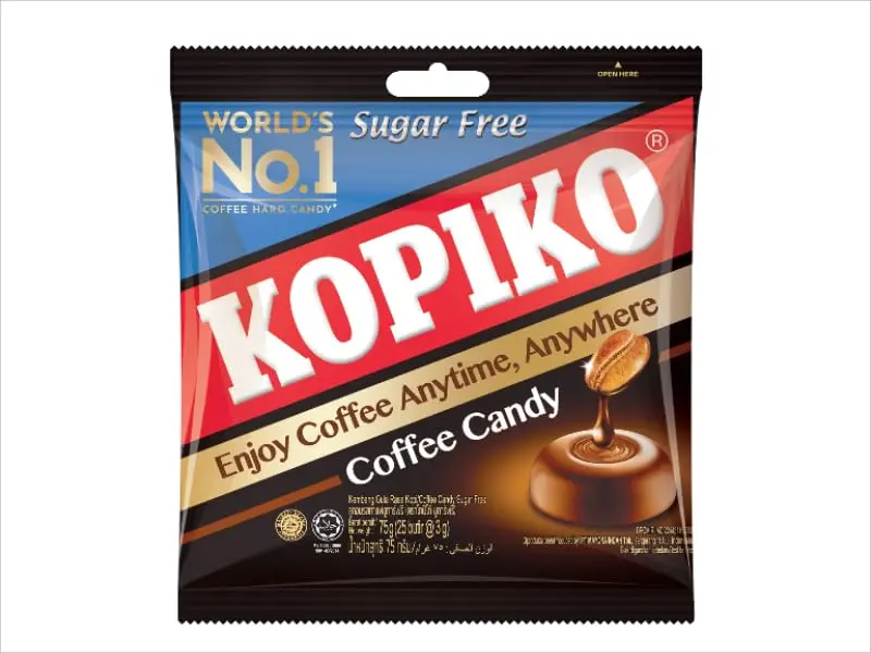 Kopiko Classic Low-Sugar Coffee Hard Candies - 2.64 oz with Real Coffee Flavor Extract, Low-Sweetener Candy Snack, On-the-Go Travel Treat