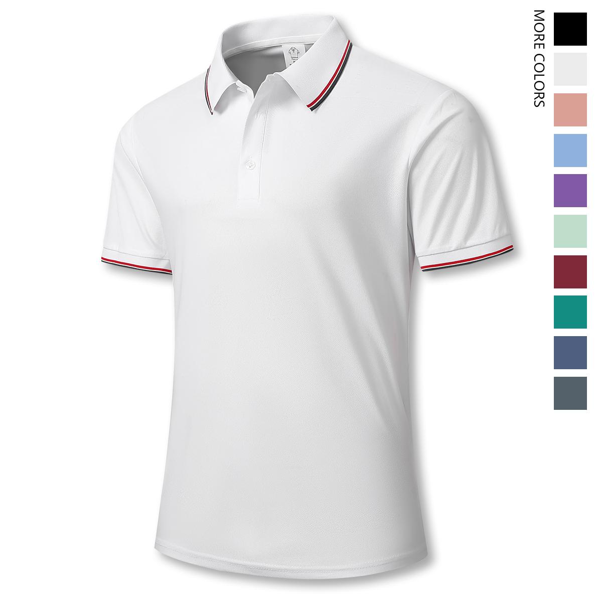 Men's Solid Color Short Sleeve Golf T-Shirt Set, Suitable for Business and Outdoor Sports