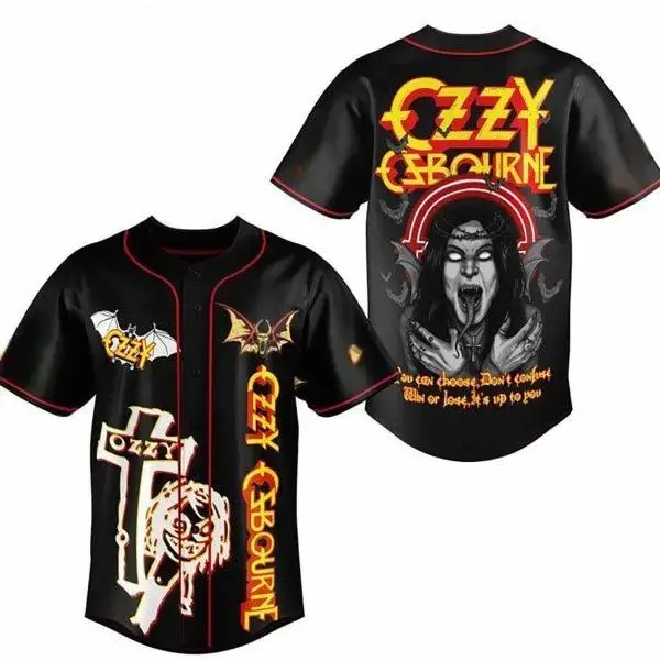 0zzy 0sbourne Baseball Jersey Rock Metal Shirt | Gothic Vampire Bat Design | Heavy Metal Legend Tee For Dark Souls | Win Or Lose Quote | Horror Style Concert Outfit For Rock Fans