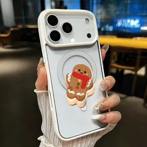 Gingerbread for Man with Scarf Magnetic Phone Case Is Suitable for iPhone 17 E Air Pro ProMax iPhone16 15 14 Plus 13 12 Mini 11 X XS XR Features a Fashionable and Trendy Pattern Design. The Transparent Case Comes in Multiple Colors and Is a Classic