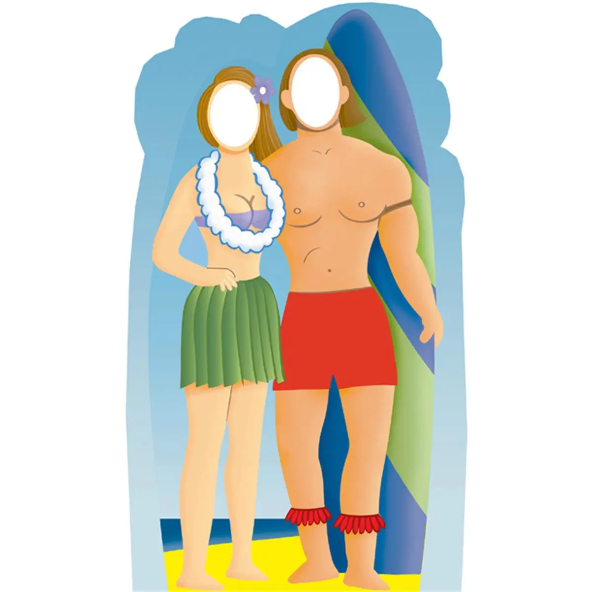 Advanced Graphics 558 Solid Corrugated Cardboard Life-Size Stand-Up Surf Board Couple Cutout, Wall-Mount Room Decor Decoration for Home and Party Use