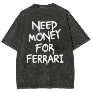 [Free Ship] Need Money For Fera Unisex Fit Washed T-Shirt Washed T-Shirt - Heavyweight Oversized Streetwear Graphic Tee
