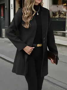 Women's Casual Fleece Jacket, European Style Ladies Outerwear Coat, Warm Winter Clothing for Daily Wear & Outdoor Activities