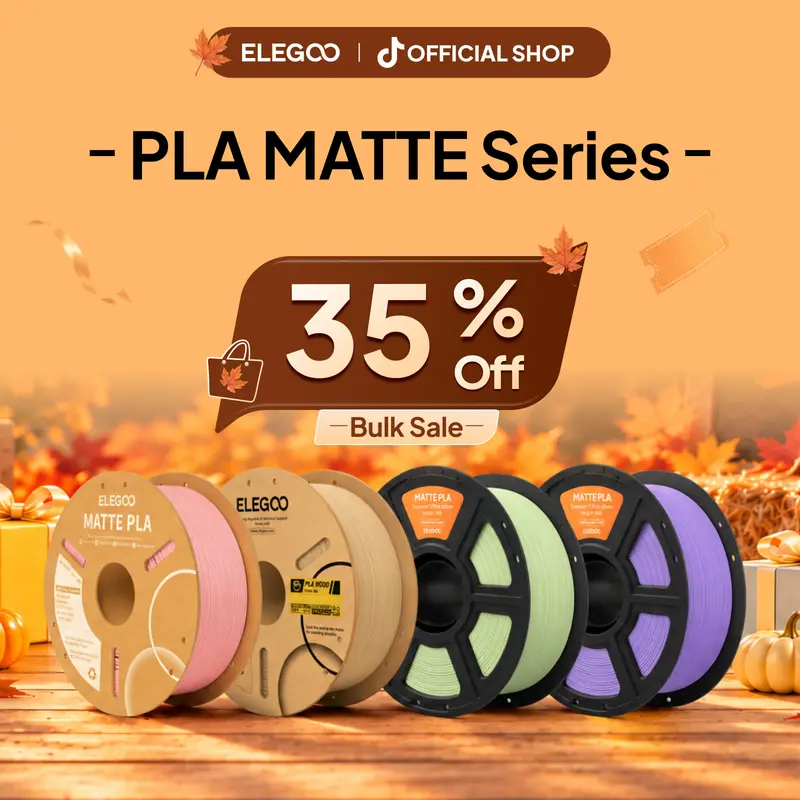 ELEGOO Matte PLA 3D Printing Filament, 1.75 mm Diameter 1KG Cardboard Spool - Low Gloss, Smooth Prints, No Bubbling, No Clogging, Fits A1 Series, Ender Series, Kobra & FDM 3D Printers