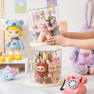 Clear Dustproof Rotating Display Box,for Keychain,Watch,Jewelry,Home Organizer,Living Room,Bedroom,Study Room,No Battery,Multifunctional Storage Solution,blind  box display Fitting