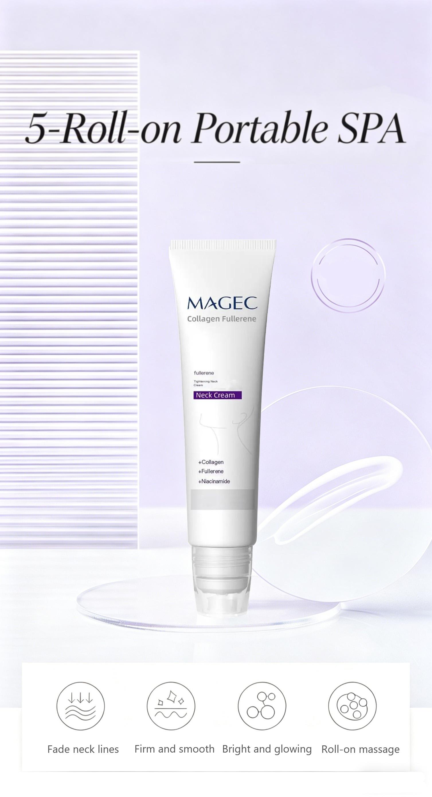 Reduces Wrinkles and Double Chin,Five Rollers for All Around Massage,Collagen Neck Cream,Relieves Edema,Suitable for Wrinkled Skin,with Hyaluronic Acid,VitaminC+E ，Body Care，Perfect Mother’s Day gift outdoorfun
