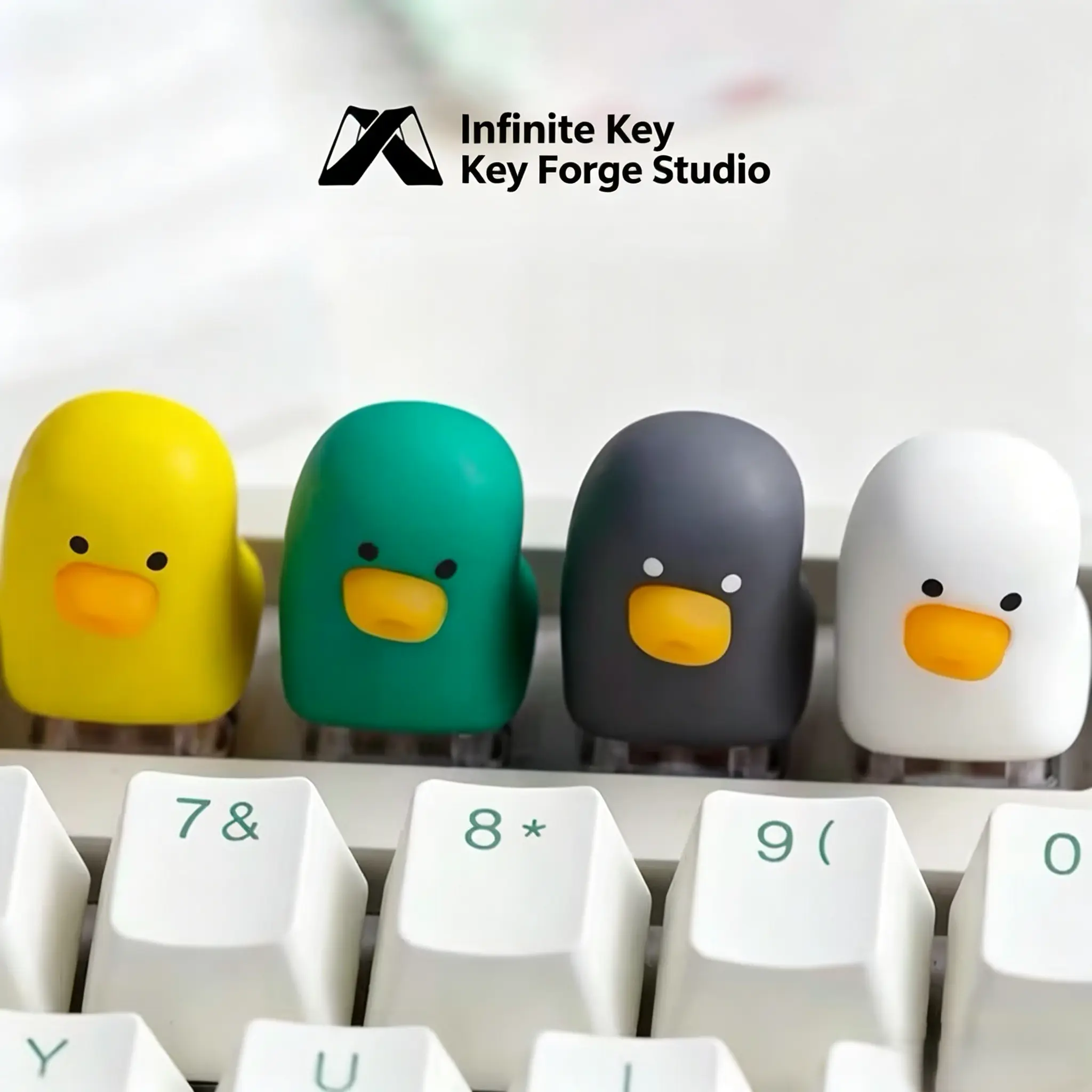 3D Artisan Cute Duck Single Keycap - Handmade Matte Resin, Fingerprint-Hiding, Low Profile, Ultra-Light, Minimalist Design, MX-Compatible for Cartoon, Colorful, Decorative, Keycap Design Mechanical Keyboards, Summer Vibe Gamer Gift, Cartoon Keycap Keyboar